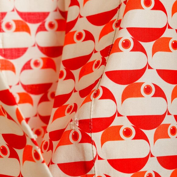 Akris Punto R/24 Off-White Cotton Satin Pelican Dot Printed Blouse - Picture 8 of 11